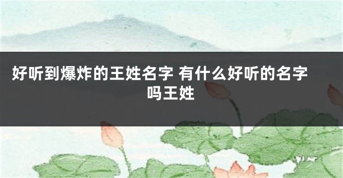 好听到爆炸的王姓名字 有什么好听的名字吗王姓