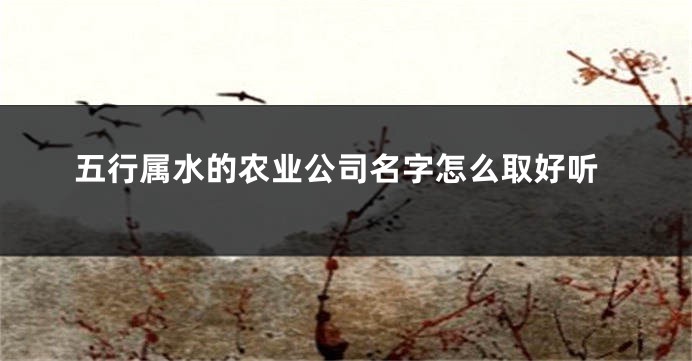 五行属水的农业公司名字怎么取好听