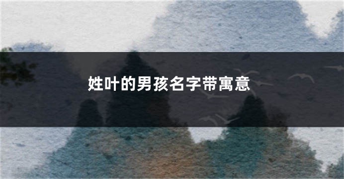 姓叶的男孩名字带寓意