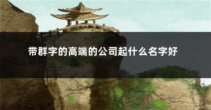 带群字的高端的公司起什么名字好