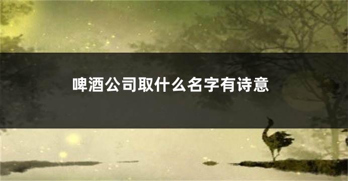 啤酒公司取什么名字有诗意