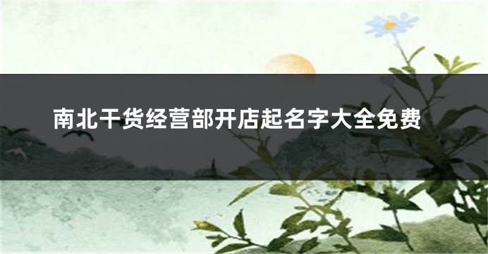 南北干货经营部开店起名字大全免费