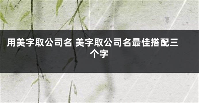 用美字取公司名 美字取公司名最佳搭配三个字