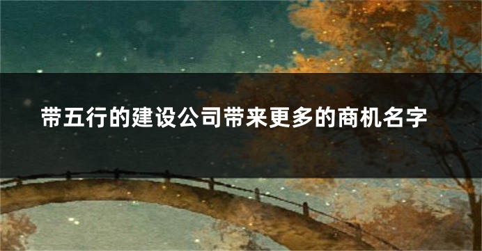 带五行的建设公司带来更多的商机名字