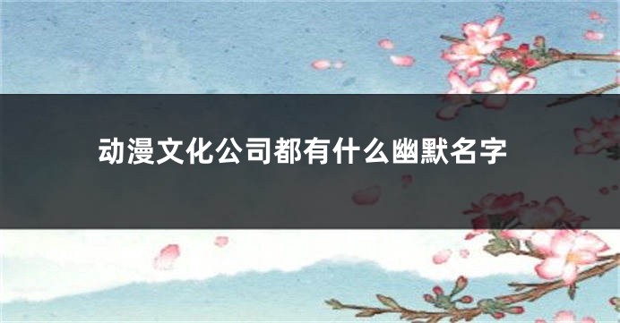 动漫文化公司都有什么幽默名字