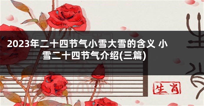 2023年二十四节气小雪大雪的含义 小雪二十四节气介绍(三篇)