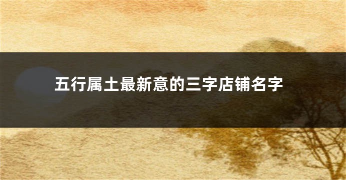 五行属土最新意的三字店铺名字