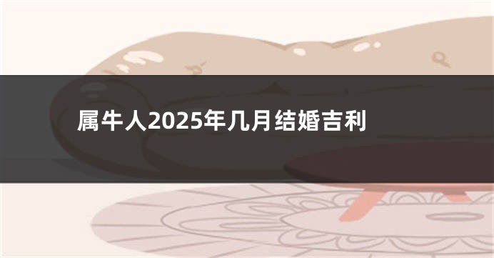 属牛人2025年几月结婚吉利