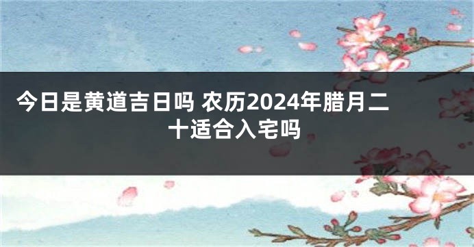 今日是黄道吉日吗 农历2024年腊月二十适合入宅吗