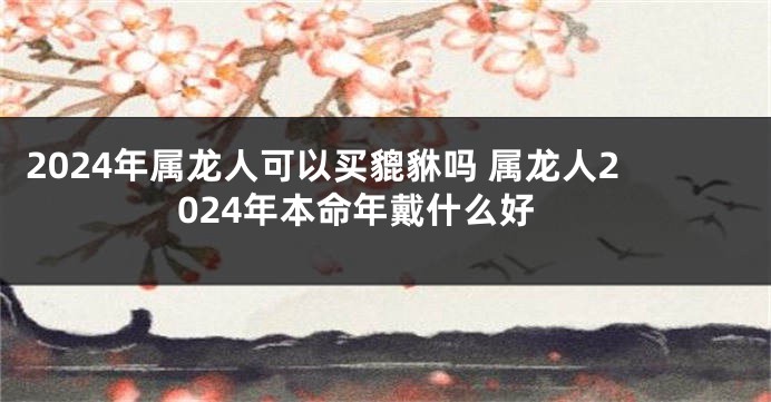 2024年属龙人可以买貔貅吗 属龙人2024年本命年戴什么好