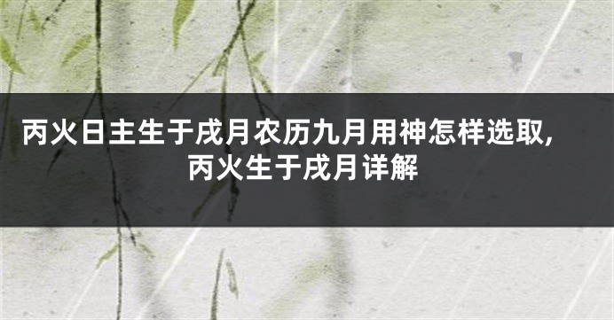 丙火日主生于戌月农历九月用神怎样选取,丙火生于戌月详解