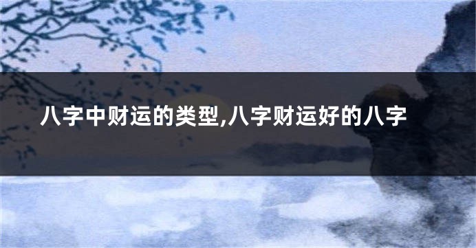 八字中财运的类型,八字财运好的八字