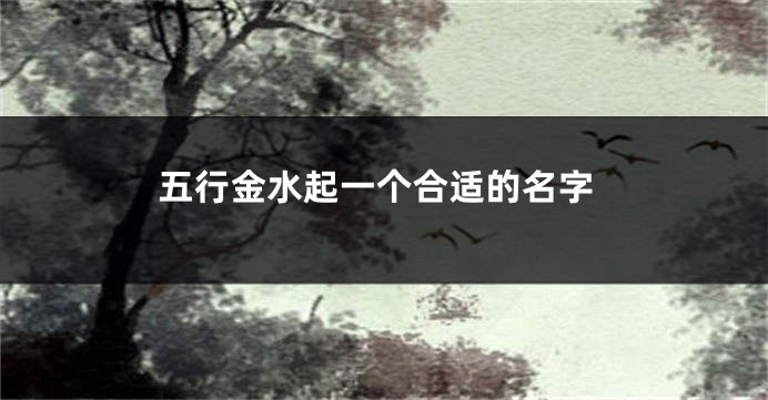 五行金水起一个合适的名字