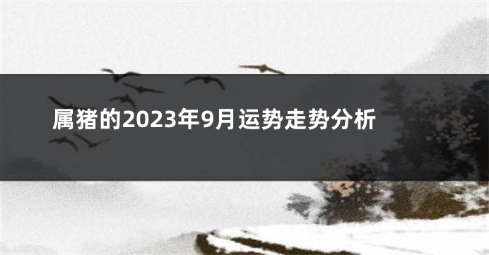 属猪的2023年9月运势走势分析