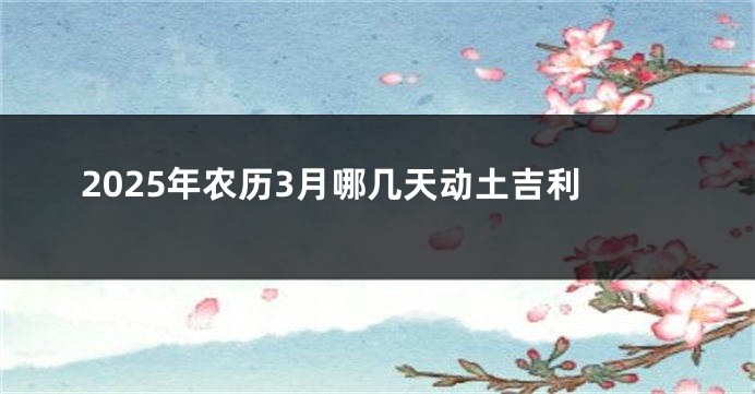 2025年农历3月哪几天动土吉利