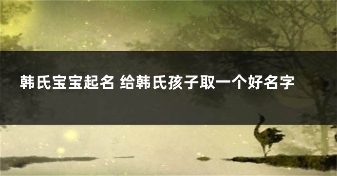韩氏宝宝起名 给韩氏孩子取一个好名字