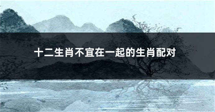 十二生肖不宜在一起的生肖配对