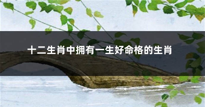 十二生肖中拥有一生好命格的生肖