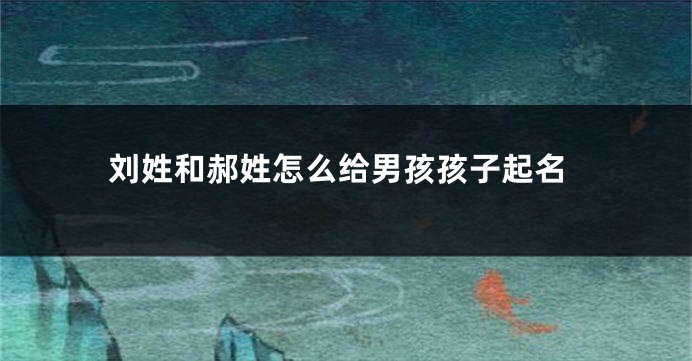 刘姓和郝姓怎么给男孩孩子起名