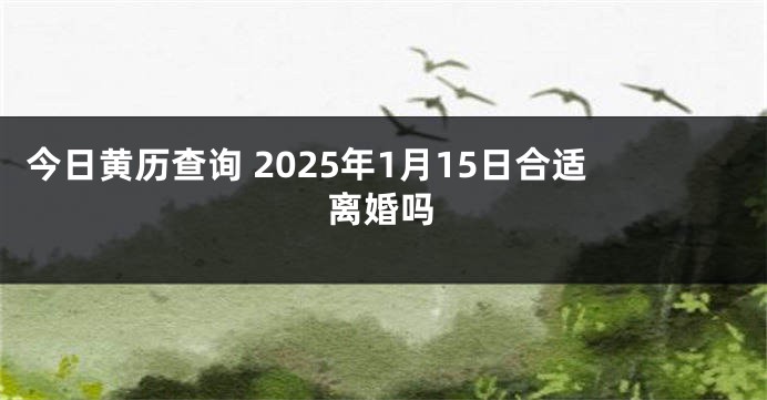 今日黄历查询 2025年1月15日合适离婚吗