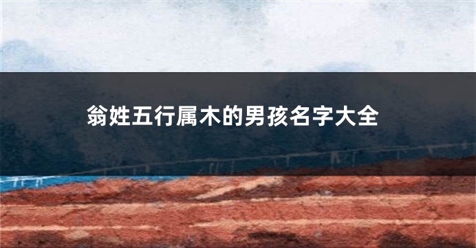 翁姓五行属木的男孩名字大全