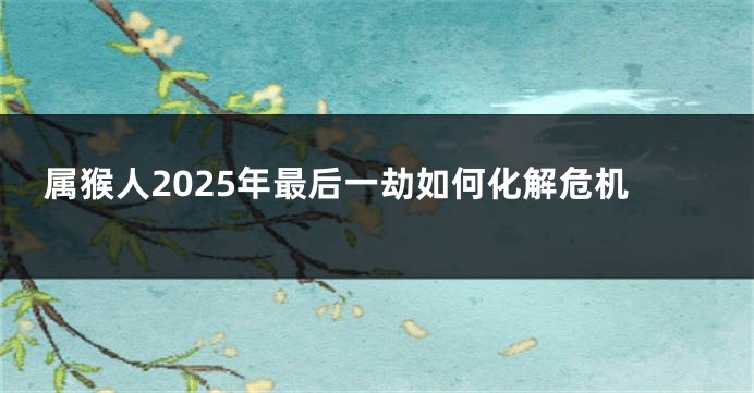 属猴人2025年最后一劫如何化解危机