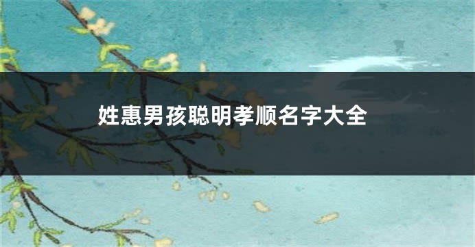 姓惠男孩聪明孝顺名字大全