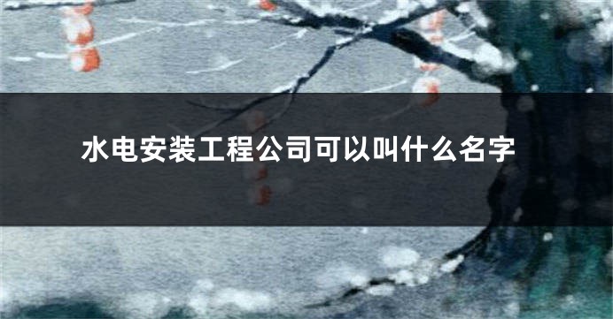 水电安装工程公司可以叫什么名字