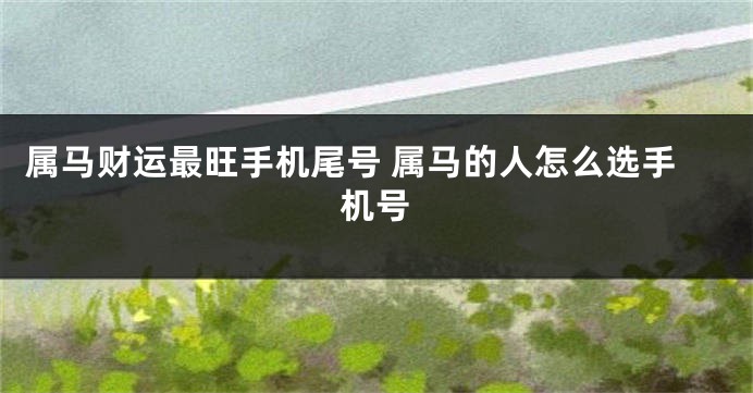 属马财运最旺手机尾号 属马的人怎么选手机号