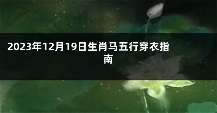 2023年12月19日生肖马五行穿衣指南