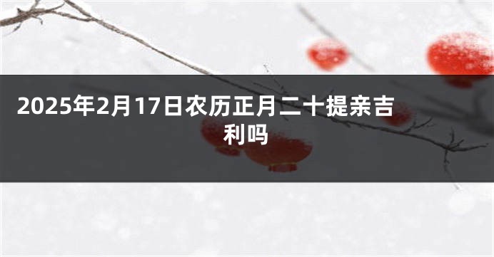 2025年2月17日农历正月二十提亲吉利吗