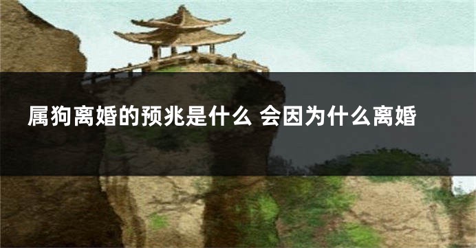 属狗离婚的预兆是什么 会因为什么离婚