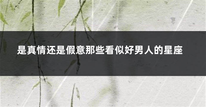 是真情还是假意那些看似好男人的星座