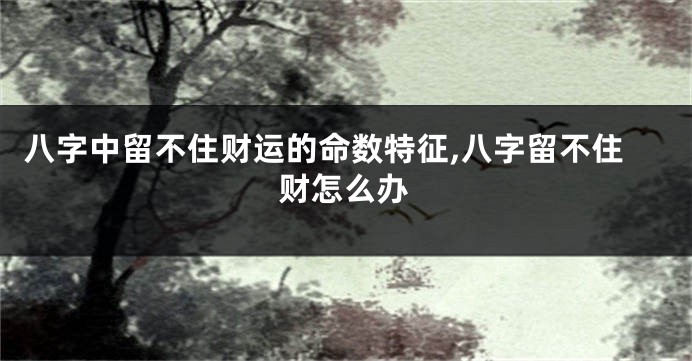 八字中留不住财运的命数特征,八字留不住财怎么办