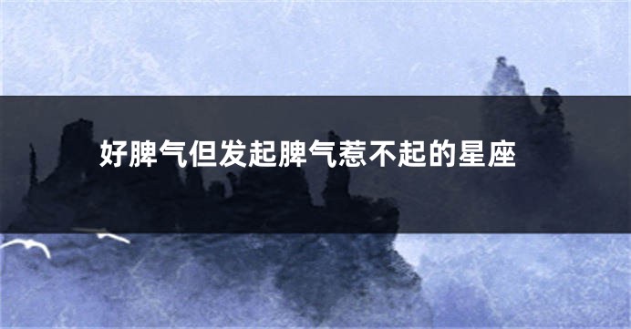 好脾气但发起脾气惹不起的星座