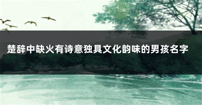 楚辞中缺火有诗意独具文化韵味的男孩名字