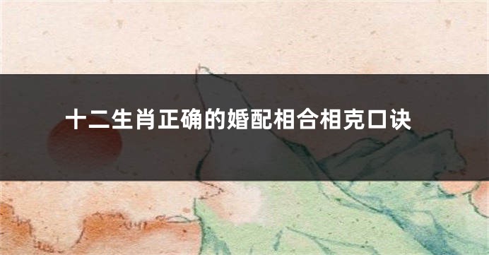 十二生肖正确的婚配相合相克口诀