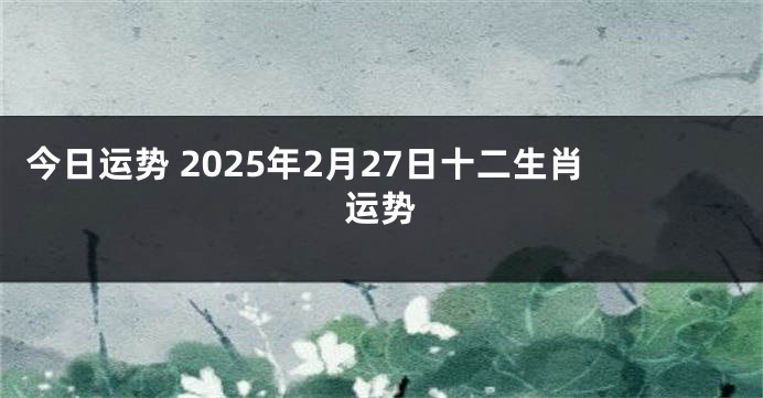 今日运势 2025年2月27日十二生肖运势