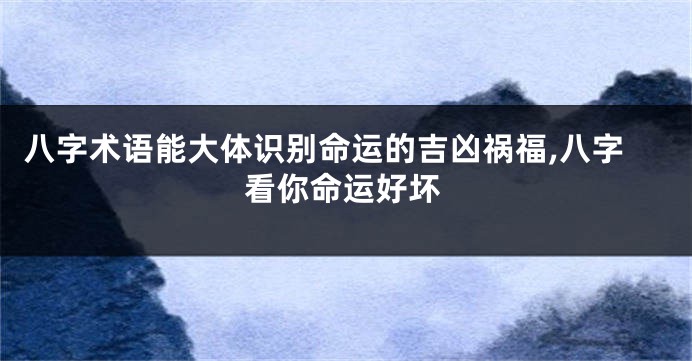 八字术语能大体识别命运的吉凶祸福,八字看你命运好坏