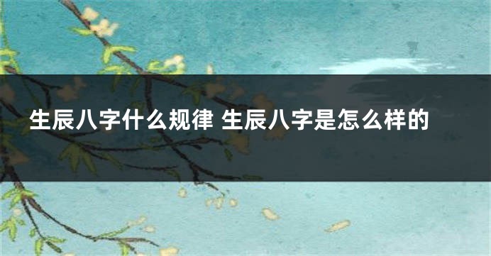 生辰八字什么规律 生辰八字是怎么样的