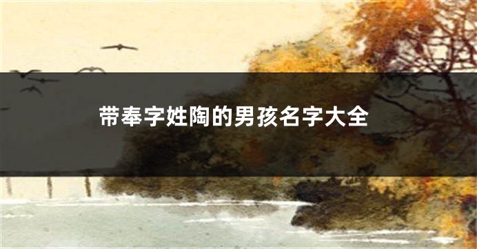 带奉字姓陶的男孩名字大全