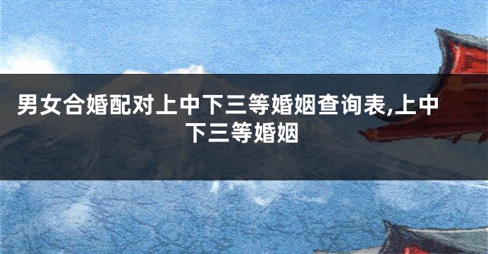 男女合婚配对上中下三等婚姻查询表,上中下三等婚姻