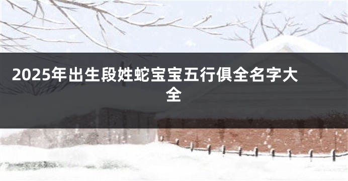 2025年出生段姓蛇宝宝五行俱全名字大全