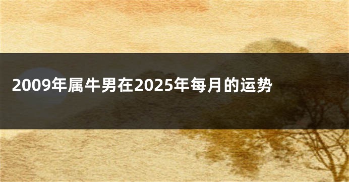 2009年属牛男在2025年每月的运势