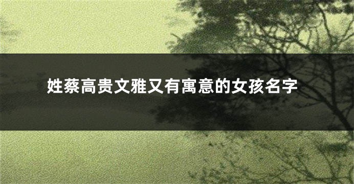 姓蔡高贵文雅又有寓意的女孩名字