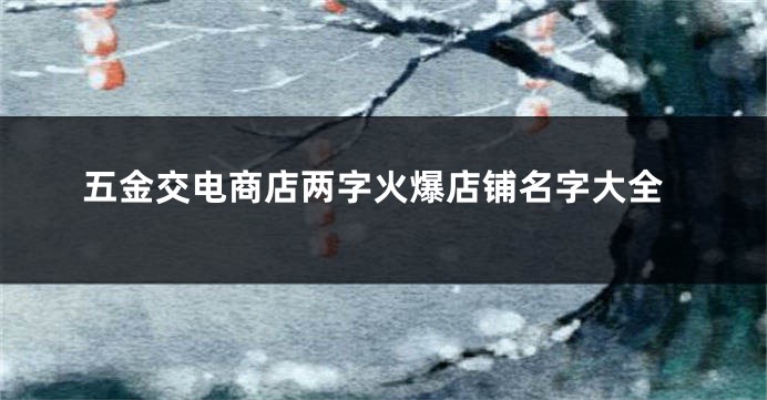 五金交电商店两字火爆店铺名字大全