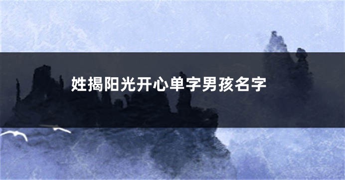 姓揭阳光开心单字男孩名字