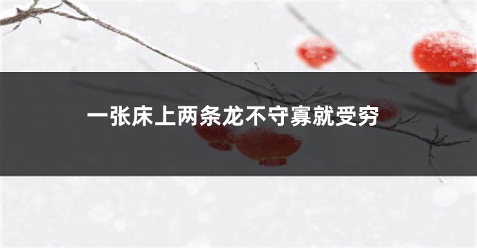 一张床上两条龙不守寡就受穷