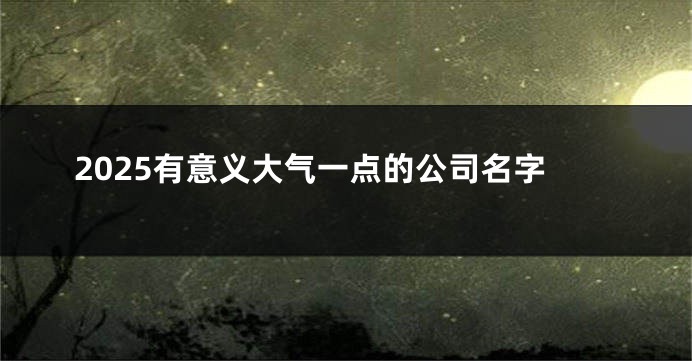 2025有意义大气一点的公司名字