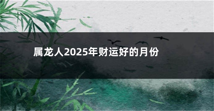 属龙人2025年财运好的月份